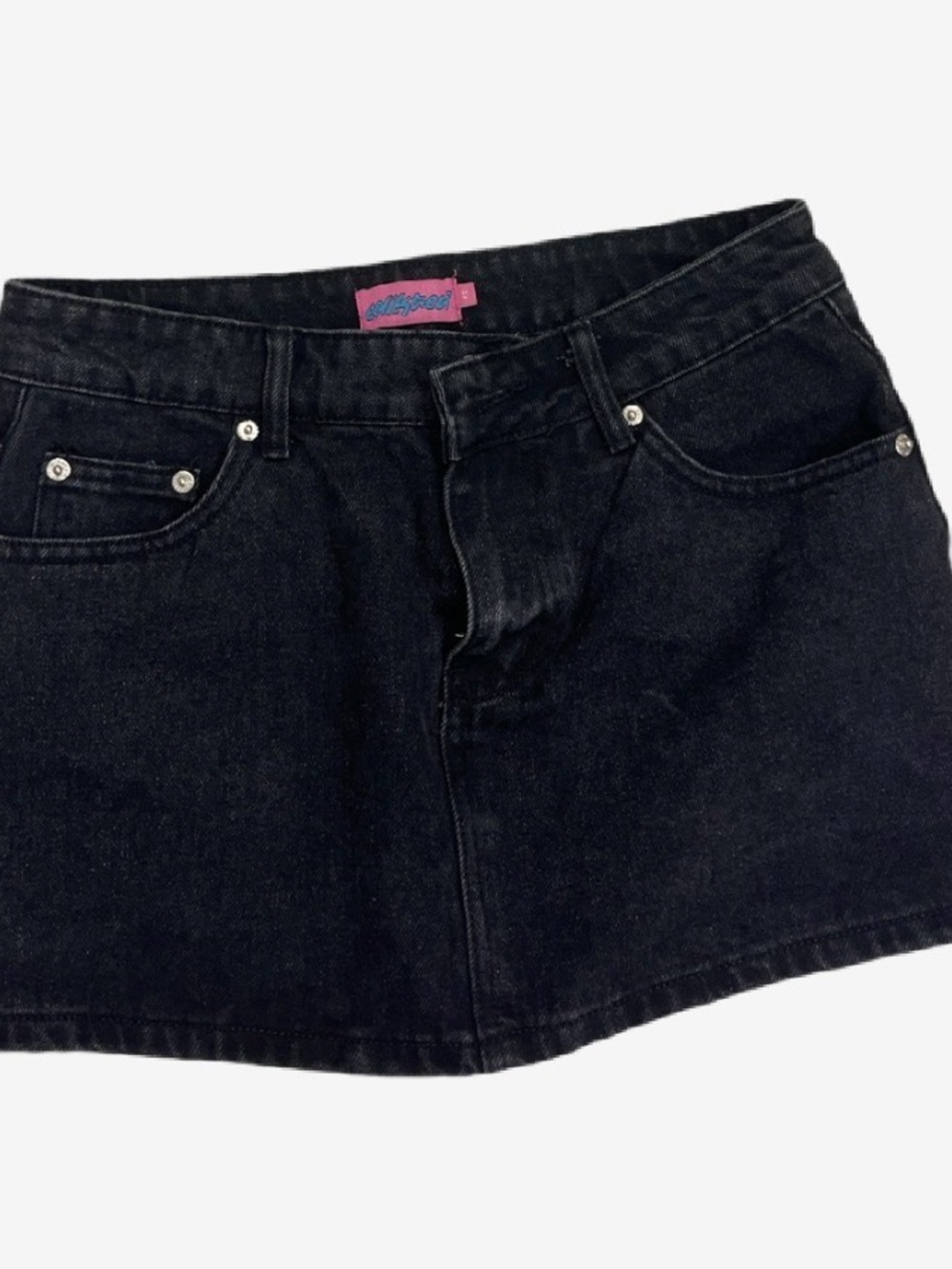 Edikted Black Denim Mini Skirt
